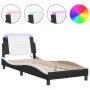 Bed frame with LED synthetic leather black white 90x200 cm by vidaXL, Beds and slatted bases - Ref: Foro24-3214087, Price: 14...