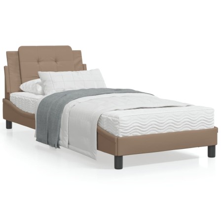 Bed frame with LED cappuccino synthetic leather 100x200 cm by vidaXL, Beds and slatted bases - Ref: Foro24-3214093, Price: 14...