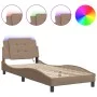 Bed frame with LED cappuccino synthetic leather 100x200 cm by vidaXL, Beds and slatted bases - Ref: Foro24-3214093, Price: 13...