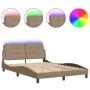 Bed frame with LED cappuccino synthetic leather 120x200 cm by vidaXL, Beds and slatted bases - Ref: Foro24-3214100, Price: 21...
