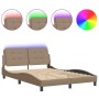 Estructura de cama con LED cuero sintético capuchino 120x200 cm de vidaXL, Camas y somieres - Ref: Foro24-3214100, Precio: 18...