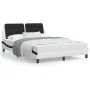 Bed frame with LED black white synthetic leather 120x200 cm by vidaXL, Beds and slatted bases - Ref: Foro24-3214102, Price: 1...