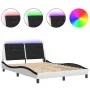 Bed frame with LED black white synthetic leather 120x200 cm by vidaXL, Beds and slatted bases - Ref: Foro24-3214102, Price: 1...