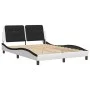 Bed frame with LED black white synthetic leather 120x200 cm by vidaXL, Beds and slatted bases - Ref: Foro24-3214102, Price: 1...