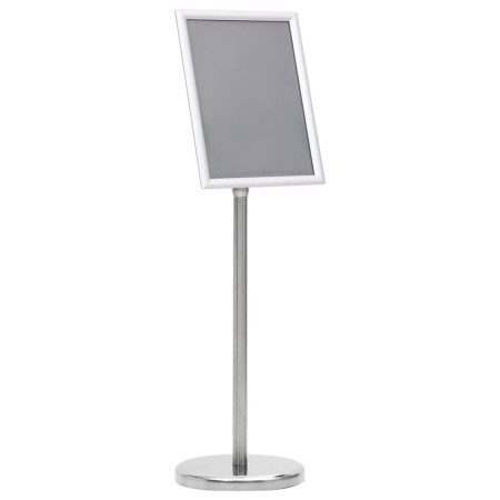 Soporte de pie para carteles A4 aleación de aluminio plateado