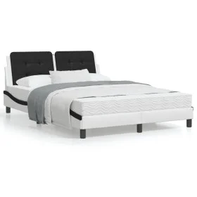 Bettgestell mit LED schwarz-weißem Kunstleder 140x200 cm von vidaXL, Betten und Lattenroste - Ref: Foro24-3214116, Preis: 221...