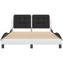 Bed frame with LED black white synthetic leather 140x200 cm by vidaXL, Beds and slatted bases - Ref: Foro24-3214116, Price: 2...