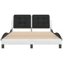 Estructura cama con LED cuero sintético blanco negro 140x200 cm de vidaXL, Camas y somieres - Ref: Foro24-3214116, Precio: 21...
