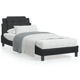 Bed frame with headboard black synthetic leather 90x190 cm by vidaXL, Beds and slatted bases - Ref: Foro24-3208149, Price: 13...
