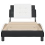 Estructura cama cabecero cuero sintético negro blanco 90x200 cm de vidaXL, Camas y somieres - Ref: Foro24-3208161, Precio: 13...