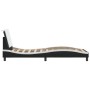 Estructura cama cabecero cuero sintético negro blanco 90x200 cm