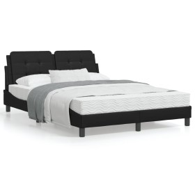 Bed frame with headboard black synthetic leather 140x190cm by vidaXL, Beds and slatted bases - Ref: Foro24-3208177, Price: 17...