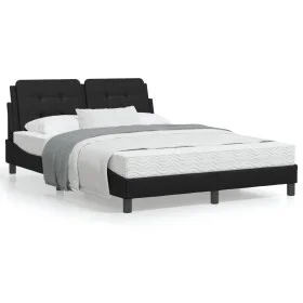 Bed frame with headboard black synthetic leather 140x190cm by vidaXL, Beds and slatted bases - Ref: Foro24-3208177, Price: 19...