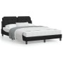Estructura de cama con cabecero cuero sintético negro 140x190cm