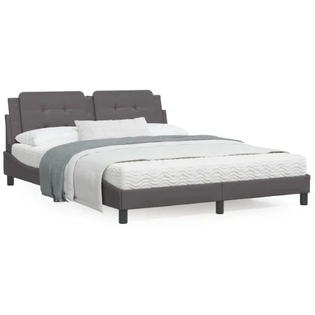 Bettgestell mit Kopfteil aus grauem Kunstleder 160x200cm von vidaXL, Betten und Lattenroste - Ref: Foro24-3208194, Preis: 209...