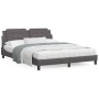 Estructura de cama con cabecero cuero sintético gris 160x200cm