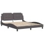 Estructura de cama con cabecero cuero sintético gris 160x200cm