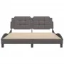 Bed frame with headboard gray synthetic leather 160x200cm by vidaXL, Beds and slatted bases - Ref: Foro24-3208194, Price: 212...