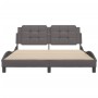 Estructura de cama con cabecero cuero sintético gris 160x200cm