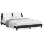 Estructura cama cabecero cuero sintético negro blanco 160x200cm de vidaXL, Camas y somieres - Ref: Foro24-3208196, Precio: 20...