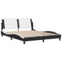 Estructura cama cabecero cuero sintético negro blanco 160x200cm de vidaXL, Camas y somieres - Ref: Foro24-3208196, Precio: 20...
