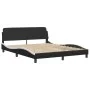 Estructura cama cabecero cuero sintético negro blanco 160x200cm de vidaXL, Camas y somieres - Ref: Foro24-3208196, Precio: 20...