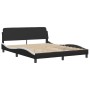Estructura cama cabecero cuero sintético negro blanco 160x200cm de vidaXL, Camas y somieres - Ref: Foro24-3208196, Precio: 20...