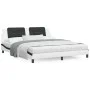 Bed frame with black and white synthetic leather headboard by vidaXL, Beds and slatted bases - Ref: Foro24-3208204, Price: 22...