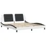 Bed frame with black and white synthetic leather headboard by vidaXL, Beds and slatted bases - Ref: Foro24-3208204, Price: 22...
