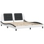Estructura de cama con cabecero cuero sintético blanco y negro