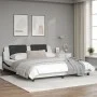Bed frame with black and white synthetic leather headboard by vidaXL, Beds and slatted bases - Ref: Foro24-3208204, Price: 22...