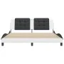 Bed frame with black and white synthetic leather headboard by vidaXL, Beds and slatted bases - Ref: Foro24-3208204, Price: 22...