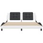 Estructura de cama con cabecero cuero sintético blanco y negro