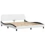 Bed frame with black and white synthetic leather headboard by vidaXL, Beds and slatted bases - Ref: Foro24-3208204, Price: 22...