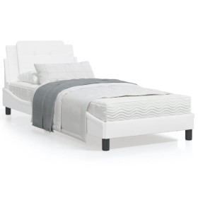 Bed with white synthetic leather mattress 90x200 cm by vidaXL, Beds and slatted bases - Ref: Foro24-3208839, Price: 264,97 €,...