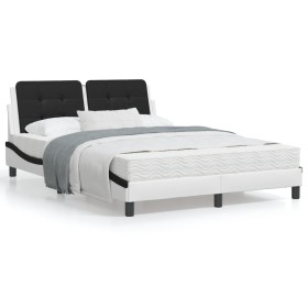 Bett mit schwarz-weißer Kunstledermatratze 120x200 cm von vidaXL, Betten und Lattenroste - Ref: Foro24-3208858, Preis: 351,49...