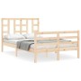 Double bed frame with solid wood headboard by vidaXL, Beds and slatted bases - Ref: Foro24-3193891, Price: 119,16 €, Discount: %