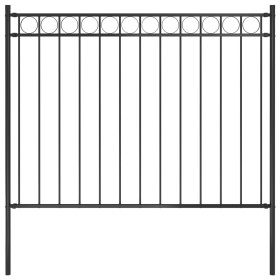 Black steel garden fence 1.7x1.2 m by vidaXL, fence panels - Ref: Foro24-146314, Price: 75,72 €, Discount: %