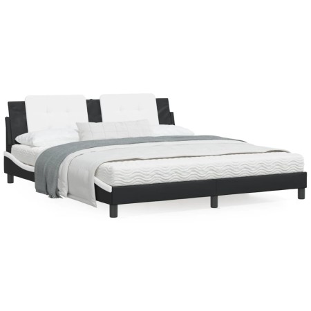 Cama con colchón cuero sintético negro y blanco 180x200 cm de vidaXL, Camas y somieres - Ref: Foro24-3208885, Precio: 443,07 ...