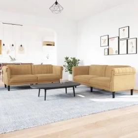 Brown velvet 2-piece sofa set by vidaXL, Sofas - Ref: Foro24-3209228, Price: 561,44 €, Discount: %