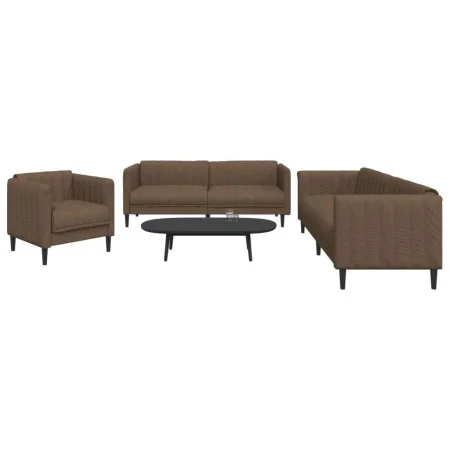 3-piece sofa set brown fabric by vidaXL, Sofas - Ref: Foro24-3209237, Price: 770,23 €, Discount: %