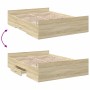 Sonoma oak engineered wood bed with drawers 135x190 cm by vidaXL, Beds and slatted bases - Ref: Foro24-3280316, Price: 139,67...