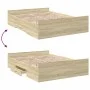 Sonoma oak engineered wood bed with drawers 135x190 cm by vidaXL, Beds and slatted bases - Ref: Foro24-3280316, Price: 137,82...