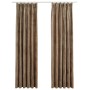 Cortinas opacas con ganchos 2 uds terciopelo beige 140x245 cm
