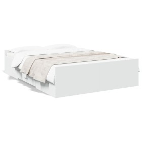 Weißes Holzwerkstoffbett mit Schubladen 135x190 cm von vidaXL, Betten und Lattenroste - Ref: Foro24-3280314, Preis: 159,68 €,...