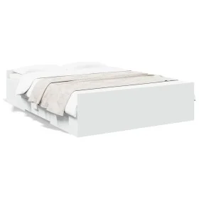 White engineered wood bed with drawers 135x190 cm by vidaXL, Beds and slatted bases - Ref: Foro24-3280314, Price: 157,54 €, D...