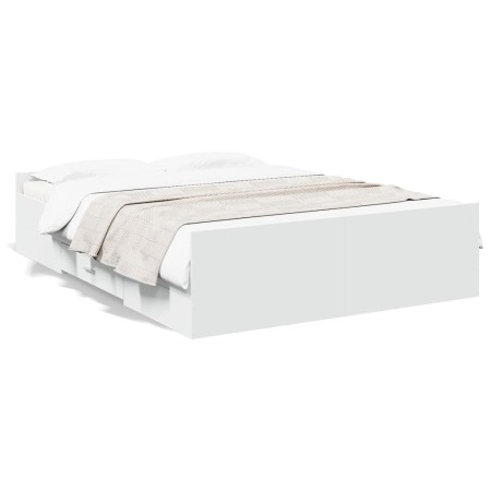 Weißes Holzwerkstoffbett mit Schubladen 135x190 cm von vidaXL, Betten und Lattenroste - Ref: Foro24-3280314, Preis: 159,68 €,...