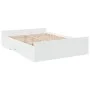 White engineered wood bed with drawers 135x190 cm by vidaXL, Beds and slatted bases - Ref: Foro24-3280314, Price: 157,54 €, D...