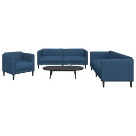 3-piece sofa set blue fabric by vidaXL, Sofas - Ref: Foro24-3209235, Price: 880,43 €, Discount: %