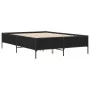 Engineered wood and black metal bed frame 160x200cm by vidaXL, Beds and slatted bases - Ref: Foro24-3279787, Price: 150,33 €,...
